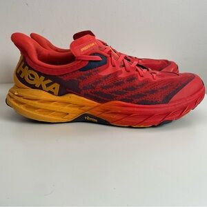 Hoka Speedgoat 5 Trail Running Shoes Mens Size 13D Red Orange Trainer